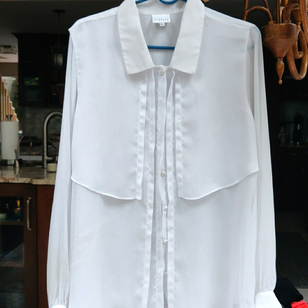 White long chiffon blouse